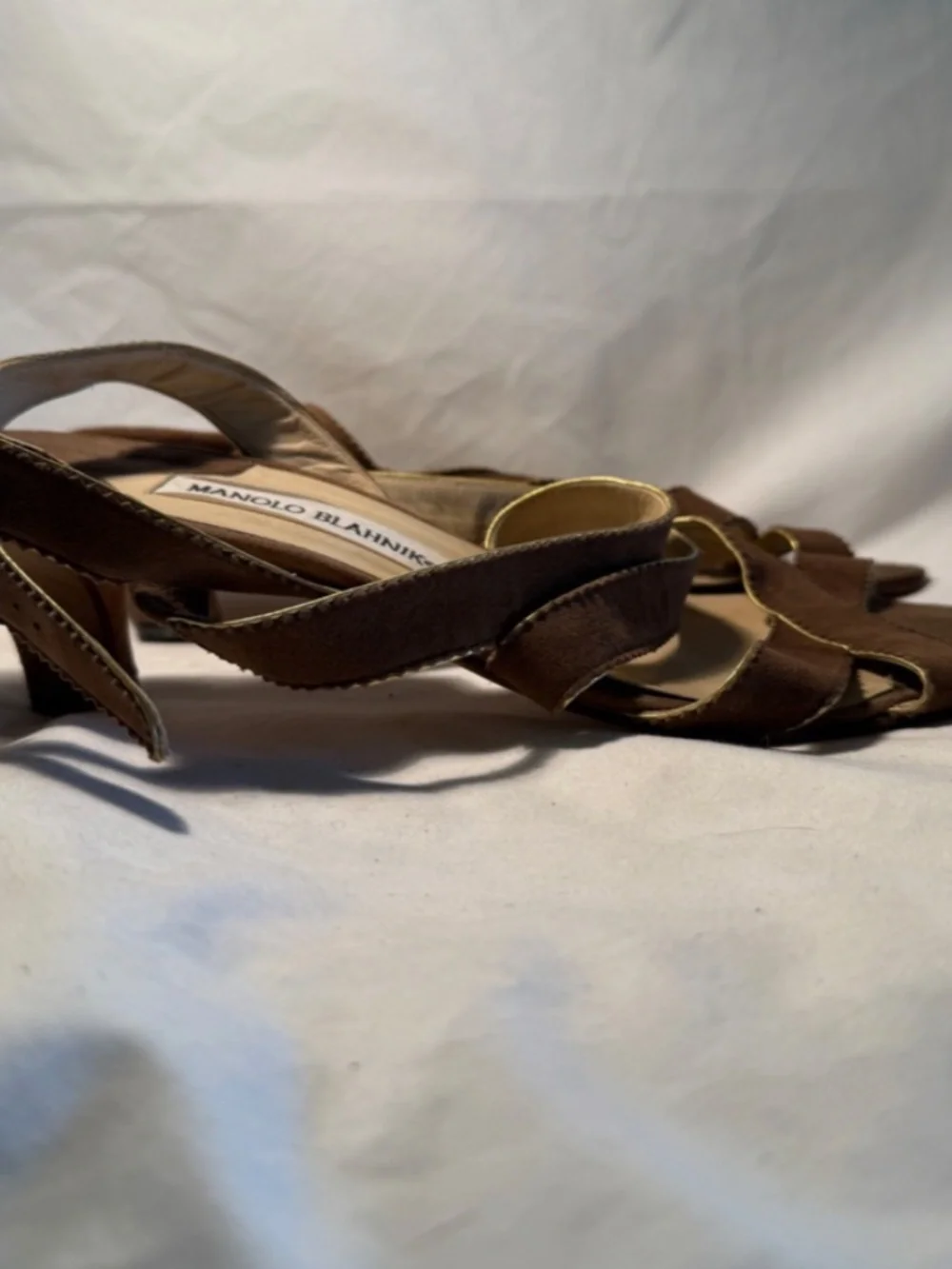 Vintage Manolo Blahnik Brown Suede Strappy Slingback Heels Size 38.5
